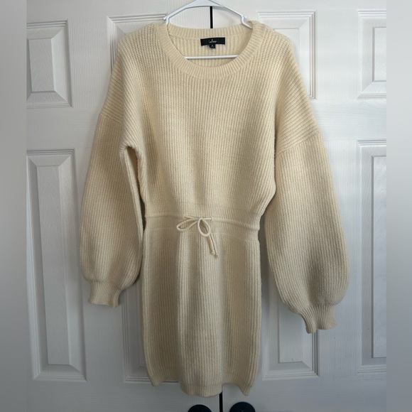 Lulus Dresses & Skirts - Lulu's Cream Ribbed Sweater Dress